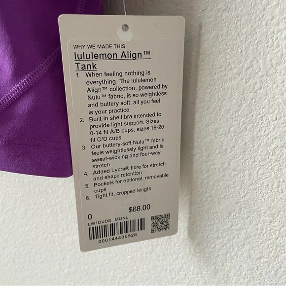 NWT Lululemon Align Tank Moonlit Magenta Size 0
